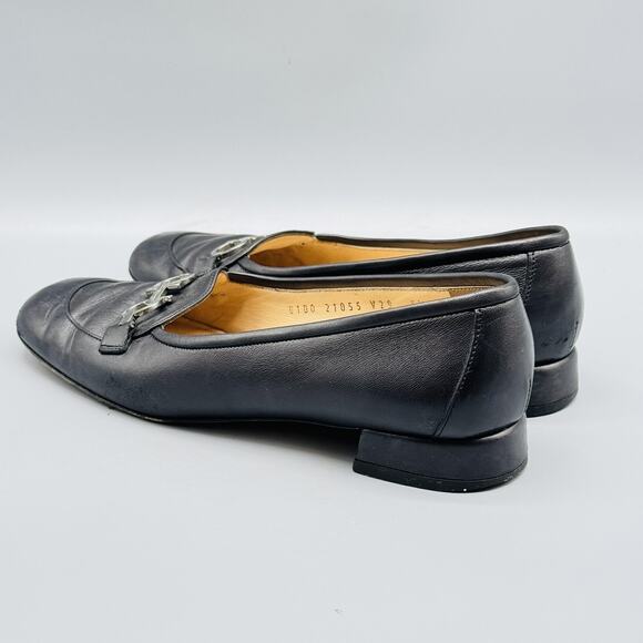 Salvatore Ferragamo Shoes Womens 5.5 Black Leather Gancini Buckle Loafer Slip On - Picture 6 of 12